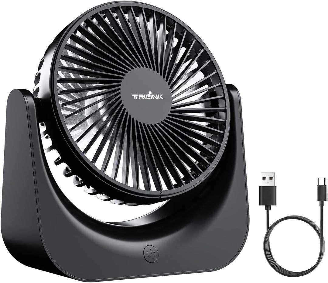 Small USB Desk Fan  5-Speed Mini Table Fan with Adjustable Tilt, Ultra Quiet, USB Powered, Portable Cooling Fan for Home, Desktop, Bedroom, Bed, Office, Travel, and Camping (Black)
