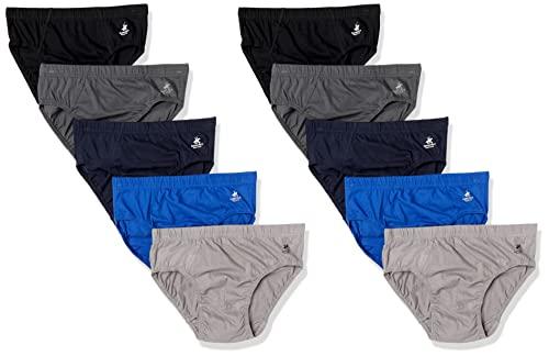 Beverly Hills Polo Club Mens 10 Pack Low Rise Briefs, New Navy, Dark Shadow, Grey, Bright Blue, Black, Small US