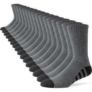 JOYNE 8 Pairs Mens Crew Work Cushion Socks Long Athletic Running Socks Workout Breathable Socks (X-Large, 13-15)