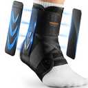 Slim-Fit Ankle Brace for Sprained Ankle, Quick Lace Up Ankle Support for Women Men with 2 Auto-Shaped Pads, Air Fabric Cool Ankle Stabilizer for Injury Recover, Running,Sports, XL(14-15) (Black)