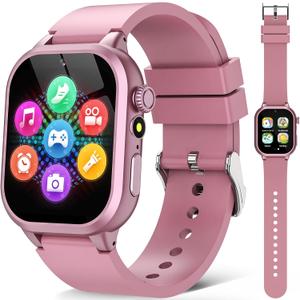 Kids Smart Watches for Girls Boys Toys Ages 4-12 with 30+ Games Video Recorder Music Alarm Clock Learning Card HD Touchscreen 4 5 6 7 8 Year Olds Birthday Gift (Rose Gold)