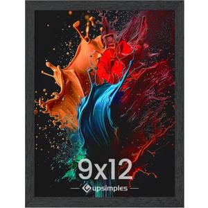 upsimples 9x12 Picture Frame, Wall Gallery Photo Frames with Engineered Wood, Black 1 Pack
