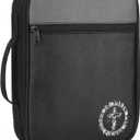 Bible Cover, Bible Carrying Book Case for Women,Protective Church Organizer Holder Bag with Handle Pockets,Christian Gift for Girls Boy and Men Grey