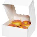 qiqee Auto-pop Up 240pcs White Bakery Box with Window 6"6"3" Macaron Boxes Small Donut Pastry Boxes for Party Mini Cookie Boxes