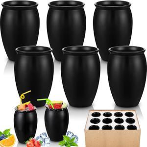 Gejoy 6 Pcs 12 oz Cantaritos De Barro Mexicanos Mini Cantaritos Shooters Pottery Cocktail Glasses for Margaritas Mojitos Mexican Mexicanos Cocktail Cups (Black)