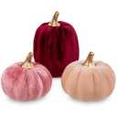 Artificial Velvet Pumpkins Fall Decor - 3 PCS Faux Fabric Foam Mini Orange Pumpkins DIY Decorative for Autumn Harvest Table Centerpieces Farmhouse Halloween Thanksgiving Wedding Home Decorations