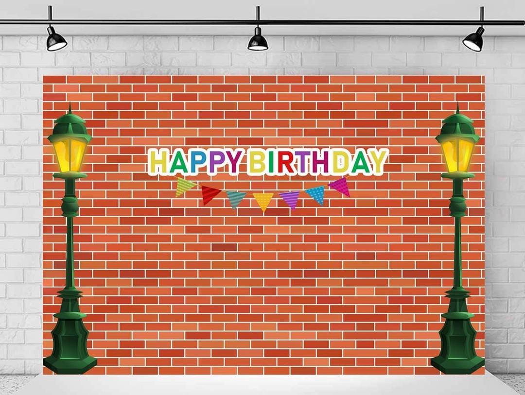 8x6ft Red Brick Wall Street Backdrop Cartoon Photography Backdrops Happy Birthday Party Background Party Decors Decorations Baby Shower Table Banner Background