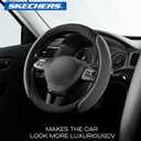 Skechers Steering Wheel Cover,14.5-15 Inch Universal Memory Foam Car Steering Wheel Covers Breathable Anti-Slip Steering Wheels Accessories for Men Women (Black & Grey)