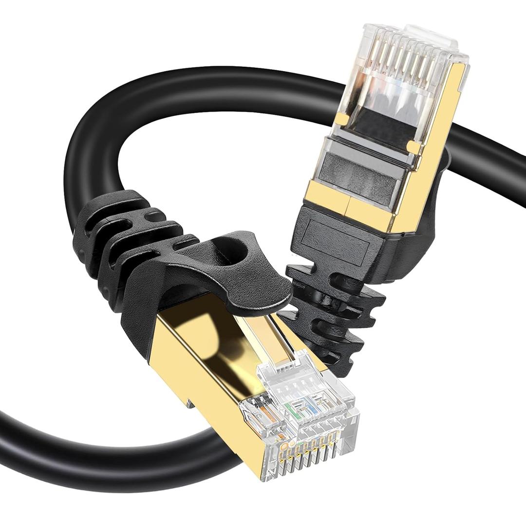 Ekablembhq Cat 8 Ethernet Cable Compatible with Cat7, 10 FT 40Gbps 2000Mhz S/FTP Shielded, Heavy Duty LAN Cord with Gold Plated RJ45 Connector for Gaming/Modem/Router