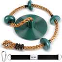 Climbing Rope with Platforms and Disc Swing Seat Set Playground Accessories Including Bonus Hanging Strap & Carabiner Tree Swing for Kids Rope Swings for Tree