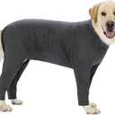 Grey Dog Surgery Recovery Suit Female Male for Dogs After Surgery Medium Large Dogs Onesie,Lightweight Dog Recovery Suit for Shedding Prevent Licking Surgical Wound,Dog Pajamas Pjs Clothes, Full Belly (34 (Chest 35.04 in | Backlength 23.62 in))