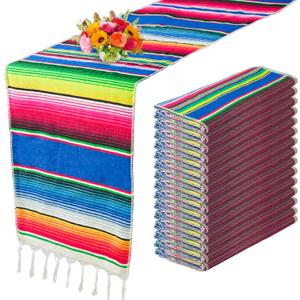 15 Pcs Mexican Table Runner Fiesta Mexican Theme Party Decoration for Cinco de Mayo Fiesta Party Serape Zarape Table Runner 14 x 84 Inch (Elegant Style)