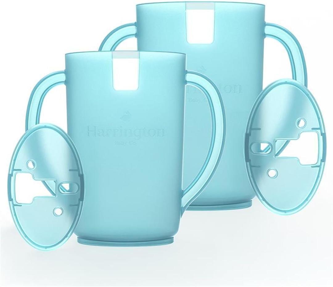 Harrington Baby No Squeeze Pouch Holder 2 Pack - Mess-Free Self-Feeding for Toddlers & Babies, Easy Grip Handles, Squeeze-Proof, Anti-Spill, Lightweight, Fits All Pouches & Juice Boxes