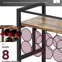 3-Tier Wine Rack Freestanding Floor with Wood Top, Liquor Stand with Wine Bottle Holder, Corner Wine Bar Table for Small Space, Metal Whiskey Shlef for Kitchen, Cellar, Living Room, Black, Full Size
