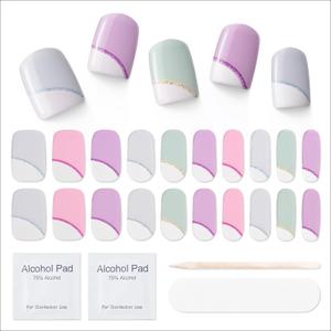 MOOYIYAN Semi Cured Gel Nail Strips|Works with Any UV/LED Lamps|20 Pcs Gel Nail Stickers|Long-Lasting Two Weeks and Easy to Apply & Remove|Arc Transparent, Pack of 10