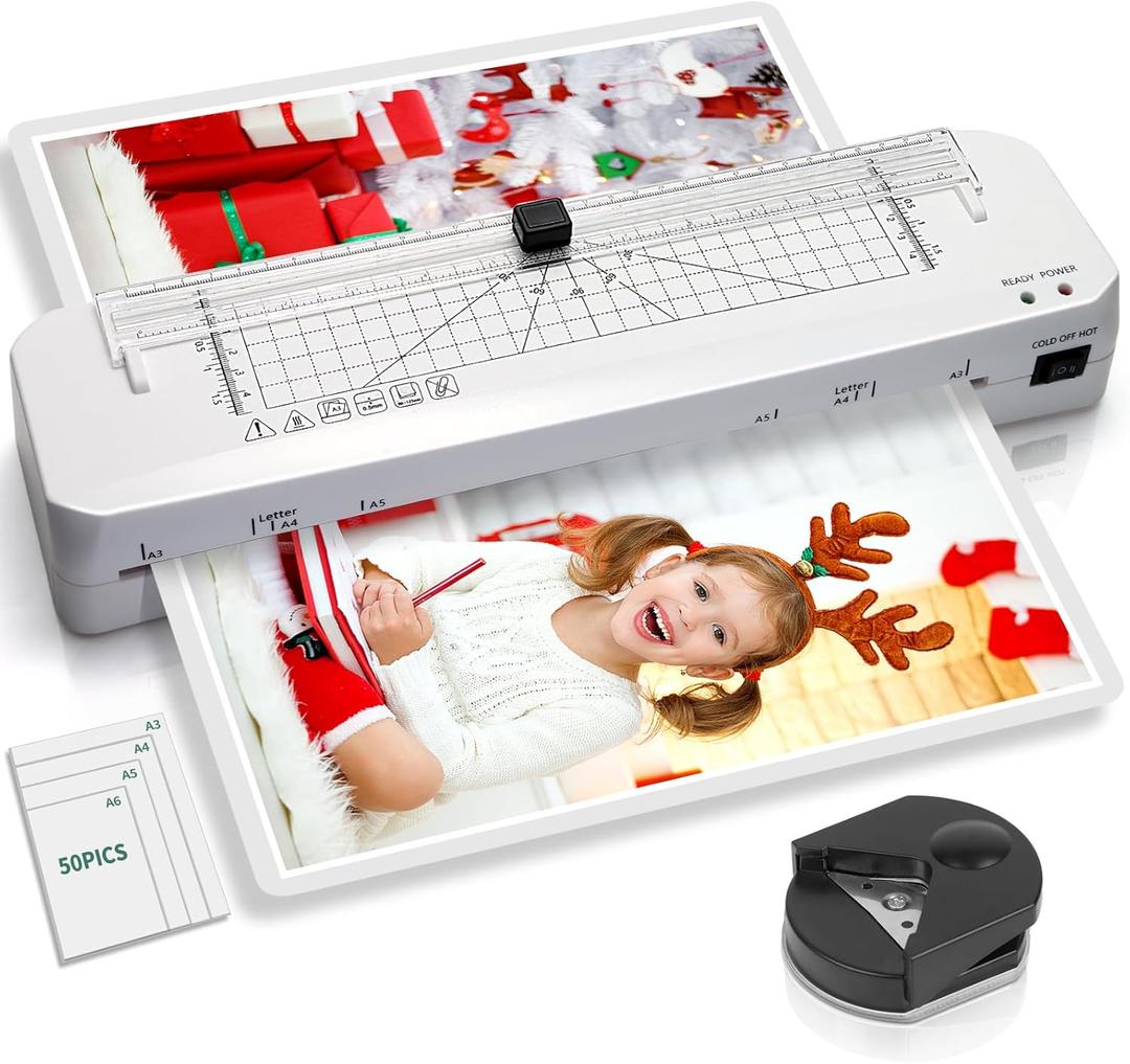 Laminator, A3 Laminator Machine with Built-in Trimmer, 70 Seconds Quick Warm-Up, Cold and Thermal Laminating with 50 Sheets, NTC Technology for Home Office School