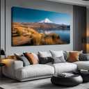 Landscape Canvas Wall Art Large Blue Lake and Mountain Artwork 24"x48"