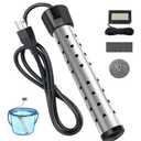 2000W Immersion Water Heater Electric with 304 Stainless Steel Cover, Portable Water Heater with Intelligent Temperature Control and Digital Thermometer, Bucket Heater 5 Gallon, Quick Heat in Minutes