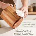Criusia Utensil Holder 2 Pack, 360 Rotating Acacia Wood Cooking Utensil Crocks for Kitchen Counter, Farmhouse & Modern Decor, (1 Large,1 Small)