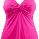 Hilor Underwire Tankini for Women Flattering Swim Tops Push Up Swimsuit Loose Fitting Bathing Suits Top Hot Pink 12