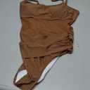 One Piece Swimsuit for Women Tummy Control Mesh Bathing Suits Sexy Push Up Swimsuits Slimming Square Neck Swimwear (Brown, XL)