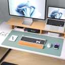 Aothia Leather Desk Pad Protector, Mouse Pad,Office Desk Mat, Non-Slip PU Leather Desk Blotter, Laptop Desk Pad, Waterproof Desk Writing Pad for Office and Home (36" x 17", Light Blue)