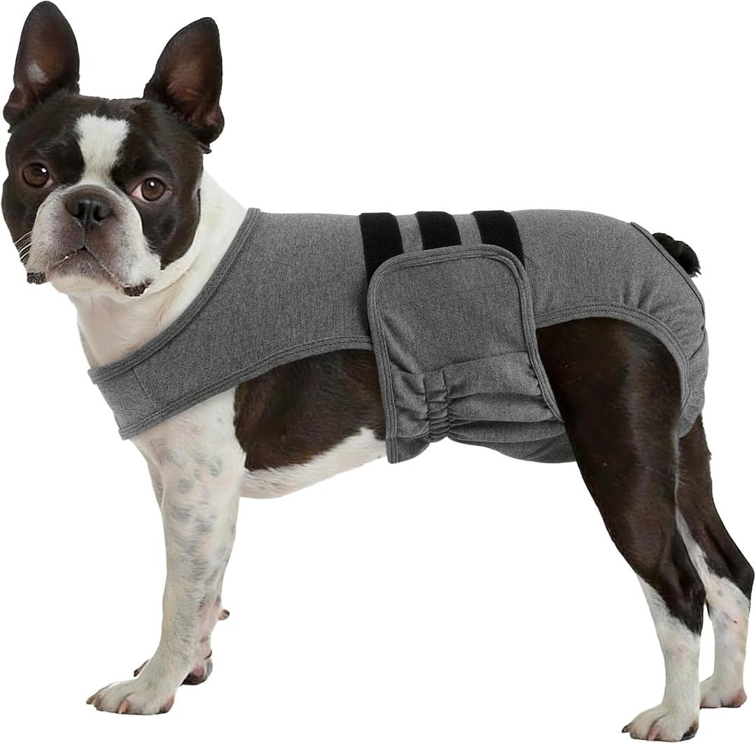 Lelepet Dog Diapers Female Washable, Reusable Puppy Doggie Pet Panties for Dogs in Heat, Adjustable Dog Diapers with Suspenders for Small Medium Large Dogs in Heat, Period, Incontinence, Grey M