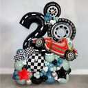 2 x Racing Party Decorations  10PCS Race Car Balloons Set with Red Car, Tires, Stars, Checkered Patterns & Number 2 Foil Balloon for 2nd Birthday Party Supplies