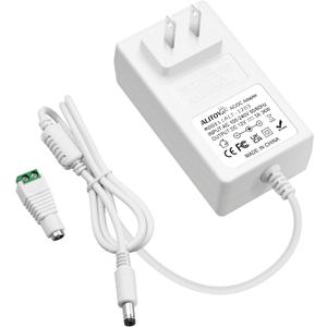 ALITOVE 12V Power Supply White 3A 36W AC Adapter 100-240V 50-60Hz to DC 12 Volt Power Cord 2A 1.5A 1A 5.5mmx2.5mm 2.1mm for LED Strip Light Lamp Digital Picture Frame Monitor Camera Router