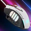 Redragon M908 Impact RGB MMO Gaming Mouse, Optical Wired Ergonomic Mouse with Max 24,000 DPI, High Precision, 18 Programmable Macro Shortcuts, Comfort Grip, Black & White