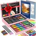 Art Supplies,156-Pack Deluxe Art Set Drawing Kit with 2 Sketch Book, Arts and Crafts, Art Supplies for Girls Ages 6-8 9-12 13 14 Year Old Girl, Cool Birthday Gifts (Pink)