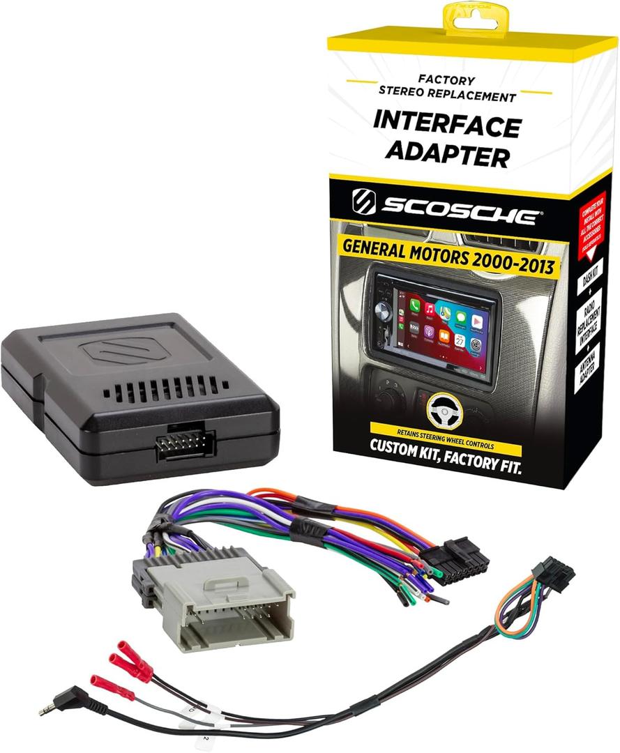 Scosche GM2K-WP Factory Stereo Replacement Interface Adapter, Compatible with Select 2000-13 GM Vehicles, Car Radio Wiring Harness, Retains Steering Wheel Controls & OEM Amplifier - See Fit Guide