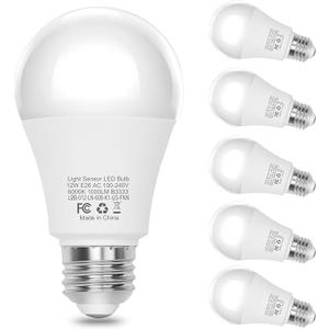 Boxlood Dusk to Dawn LED Outdoor Light Bulb, 12W Supper Bright A19 Dusk to Dawn Light Bulbs, Auto on/Off Photocell Automatic for Indoor Outdoor, 6000K, 6 Pack