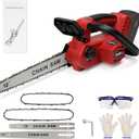 Cordless 12" Brushless Chainsaw for Milwaukee M18 18v Battery, 12 Inch & 10Inch Brushless Electric Chainsaw with Security Lock & Auto Lubrication for Wood Cutting Tree Trimming (Tool Only) (Red)