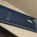 Builders Edge 14.5 in. W x 52 in. H Builders Edge, Standard Cathedral Top Center Mullion, Open Louver Shutters, Includes Matching Installation Spikes (Per Pair), 036 - Classic Blue