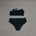 Girl's 2 Piece Swimsuit Solid Spaghetti Strap Bikini Sets Beach Bathing Suit Swimwear for Teen Kids (Dark Green) 11-12 Years