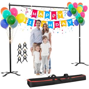 10x8.5ft(WxH) Upgraded Heavy Duty Backdrop Stand, Pipe and Drape Stand Kit with Cross Base, Photo Background Stand for Parties, Wedding, Photography-Quick Installation