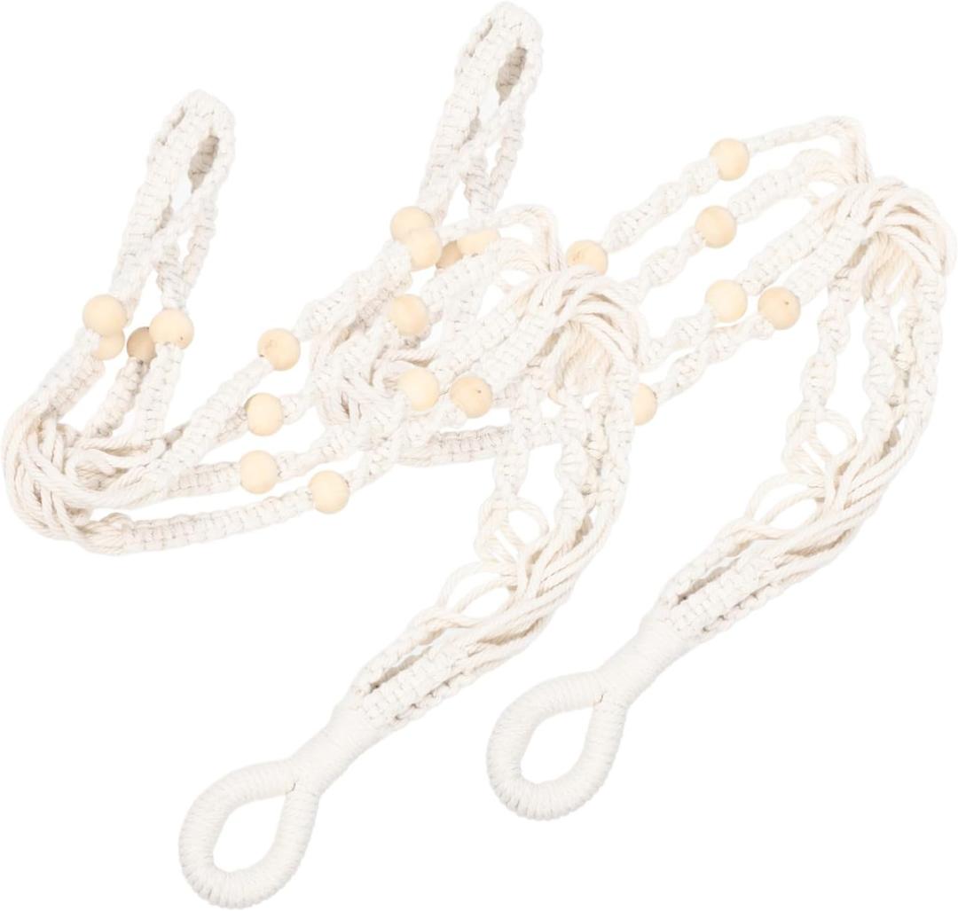 2pcs Hanging Plant Holder Net Bag Handmade Woven Planter Basket for Multi-Functional Rope Flower Pot Hanger for Balconies and Gardens