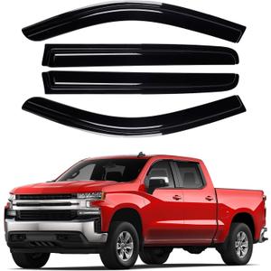 Window Visors Rain Guards for Chevrolet Chevy Silverado/GMC Sierra 1500 Crew Cab 2019-2025 2026 Accessories, Outside-Mount Tape-On Side Window Wind Deflectors Vent Visors Shades Rainproof