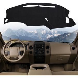 Dashboard Dash Cover Mat for Ford F150 2004 2005 2006 2007 2008 Polyester Custom Fit Ford F-150 F 150 Dash Cover (F150 2004-2008, Black)