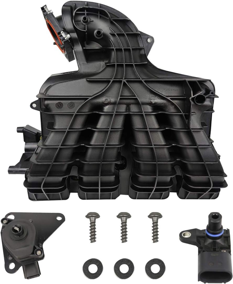 MITZONE Intake Manifold w/Runner Control Valve & Air Pressure Sensor Compatible with 2007-2017 Dodge Journey Avenger/Jeep Compass Patriot/Chrysler Sebring 1.8L 2.0L 2.4L Part 4884495AK 4884495AH (Plastic)