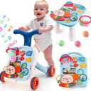 AuntyFey Baby Walker, 3 in 1 Push Walker for Baby Girls Boys, Baby Walking Toy for 1 Year Old Learning to Walk, Sit to Stand Baby Walker Push Toy for Girl 12 Months, Blue