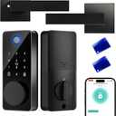 IBLOG Smart Deadbolt Lock with 2 Handle Set, 5-in-1 Keyless Entry Door Lock with Fingerprint, APP Control, Auto Lock, IP54 Waterproof, Temporary Passcode for Front Door