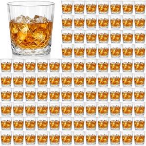 Yungyan 100 Pcs 10 oz Plastic Clear Whiskey Glasses, Clear
