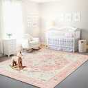 Istana 8x10 Area Rug - Pink 8x10 Rugs for Living Room - Foldable Rugs for Bedroom - Stain Resistant Washable Rug - Eco-Friendly Area Rugs - Easy to Clean Living Room Rug