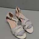 Olivia K Girl's Glitter Leatherette Open Toe Strappy Ankle T Strap Kitten Heel Sandal (Toddler/Little Girl) (2 Big Kid, Silver Rhinestone)