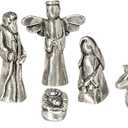 Nativity Set Mini Pewter Figurine 10 pc Set w/ Velvet Pouch