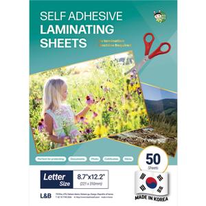 Self Adhesive Laminating Clear Sheets, 4mil, Pack of 50, Letter Size (8.5 x 11 Inches) No Heat, No Machine, Laminate Sheets Self Sealing, Contact Plastic Paper by HASHI
