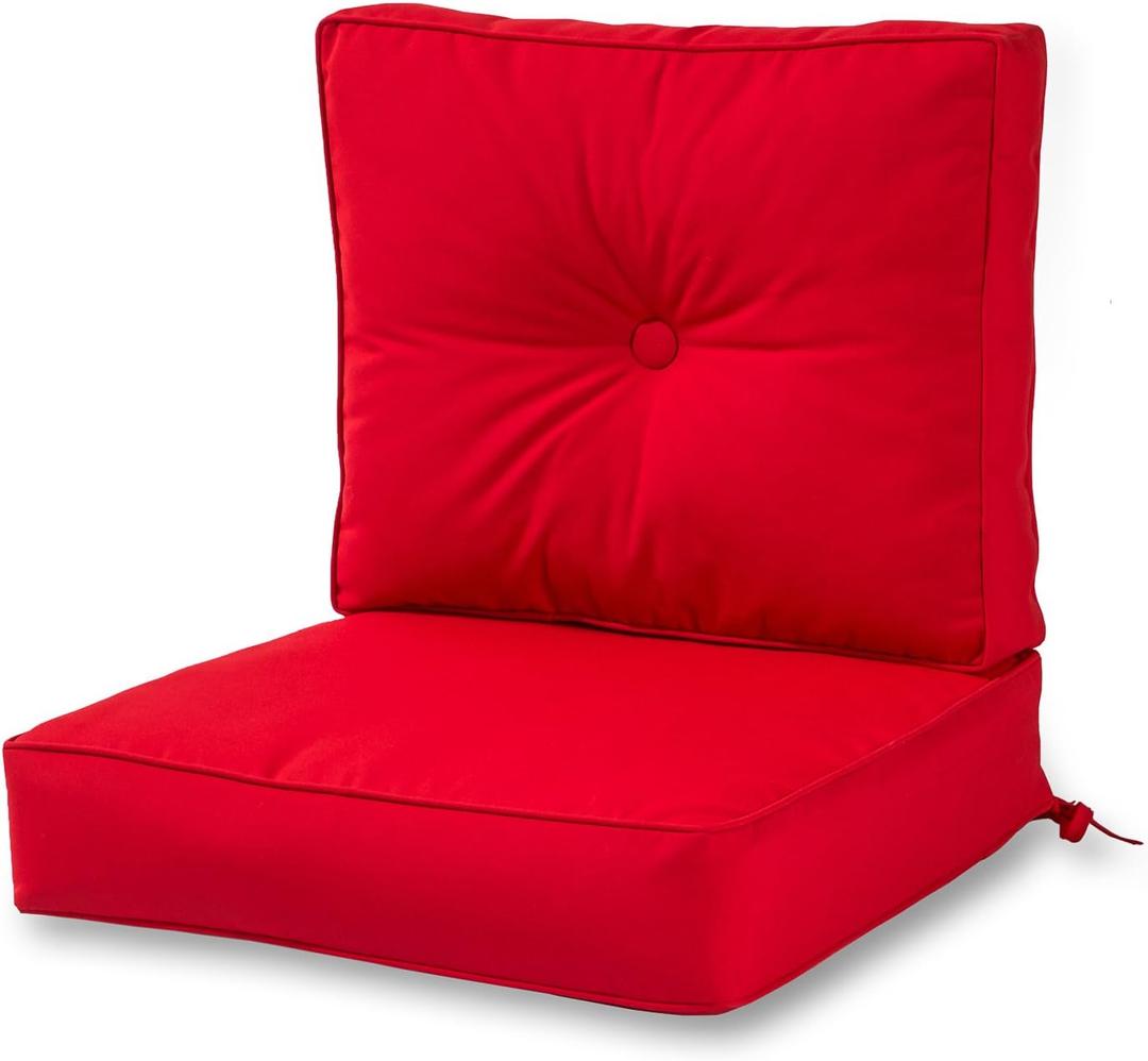 Greendale Home Fashions Outdoor Sunbrella Premium Deep Seat Cushion, 2 Piece Set, Canvas Jockey Red