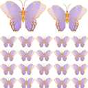 Wettarn 20 Pcs Butterfly Centerpieces for Tables Butterfly Party Decorations 3D Golden Table Toppers Centerpiece for Girl Party Birthday Baby Shower(12 x 9 In,10 x 7 In,Purple)